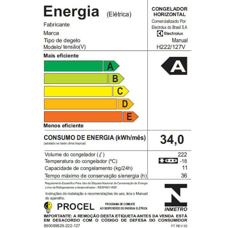 Freezer Horizontal Electrolux H222 1 Porta 222L - Freezer